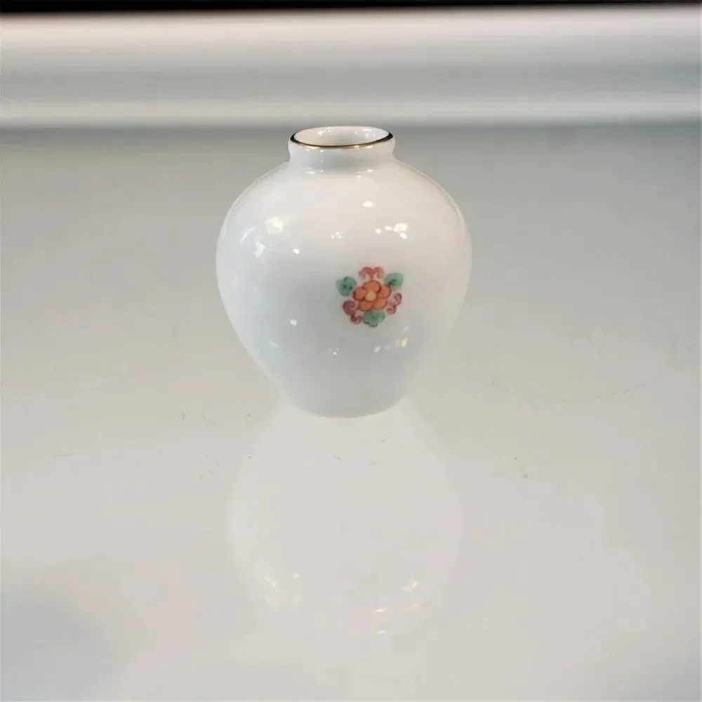 Vintage Arita Ware Vase Miniature Floral Porcelain Original Foil Sticker Japan